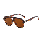 MV Grayson — Double-Bridge Pilot Sunglasses Leopard Tea