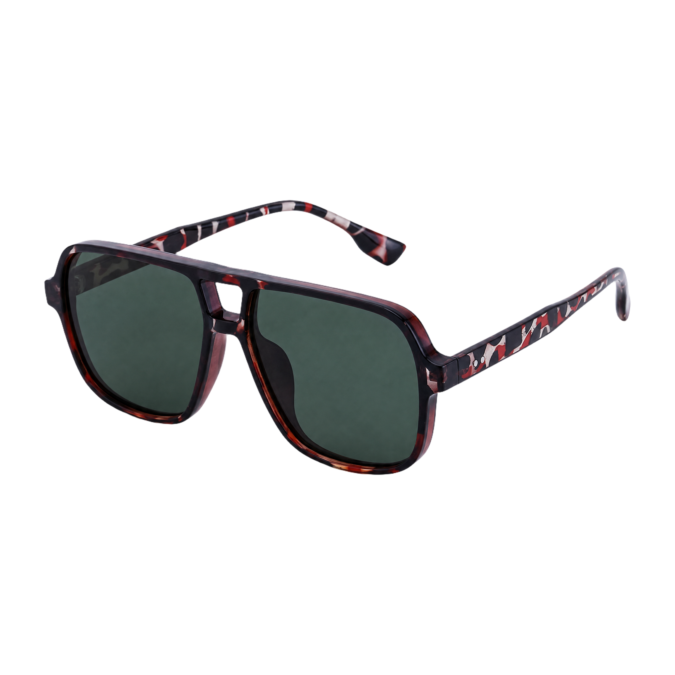 MV Retro — Oversized Square Sunglasses Red dark green