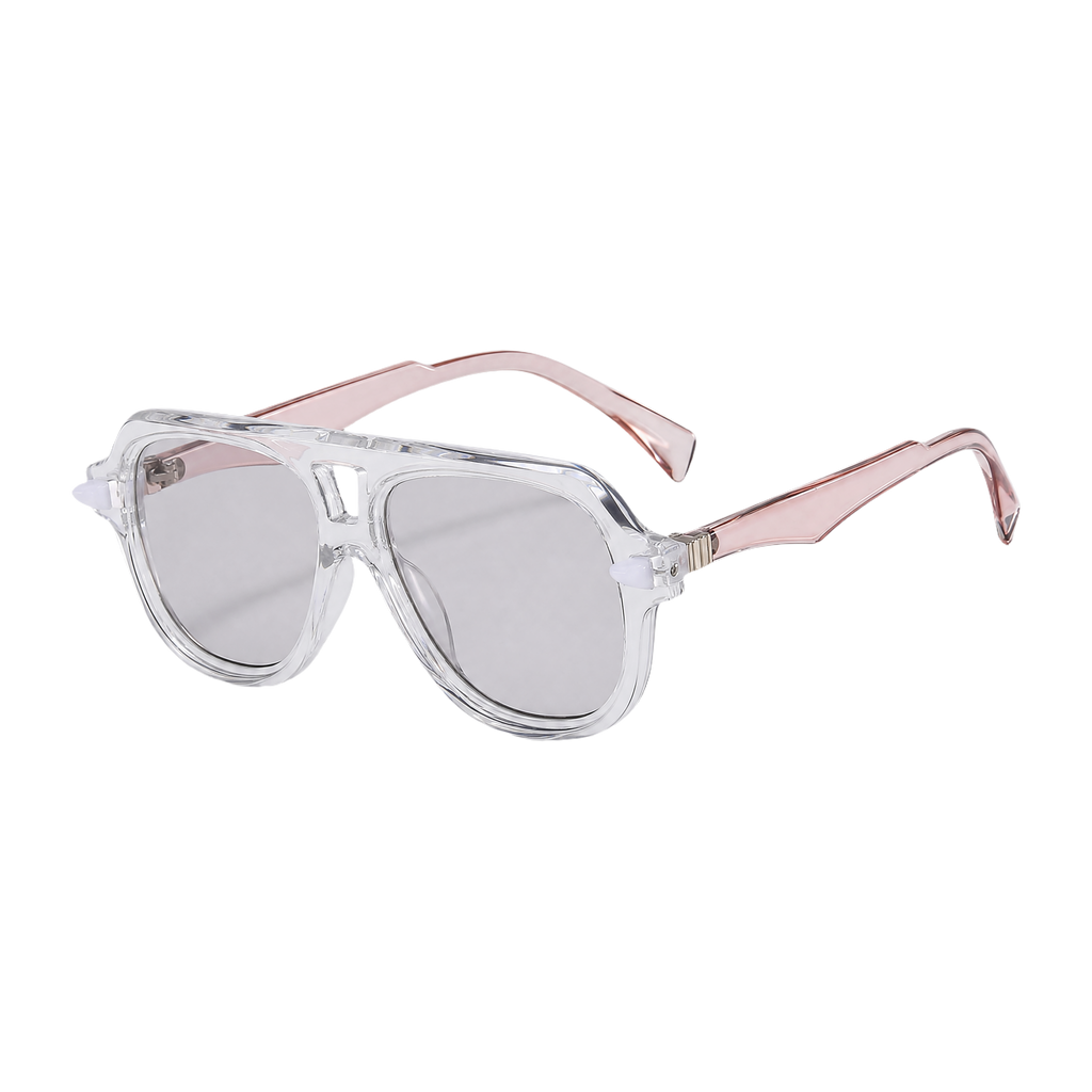 MV Grayson — Double-Bridge Pilot Sunglasses Transparent Grey