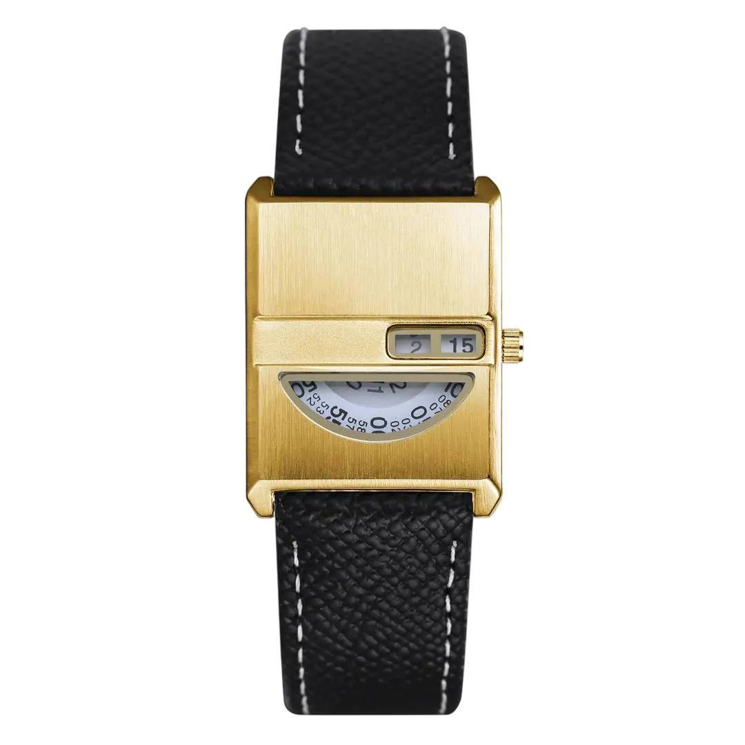 Giorgio Mareno Bronvara men's retro rectangular watch with leather strap, featuring a classic dial and silver case.