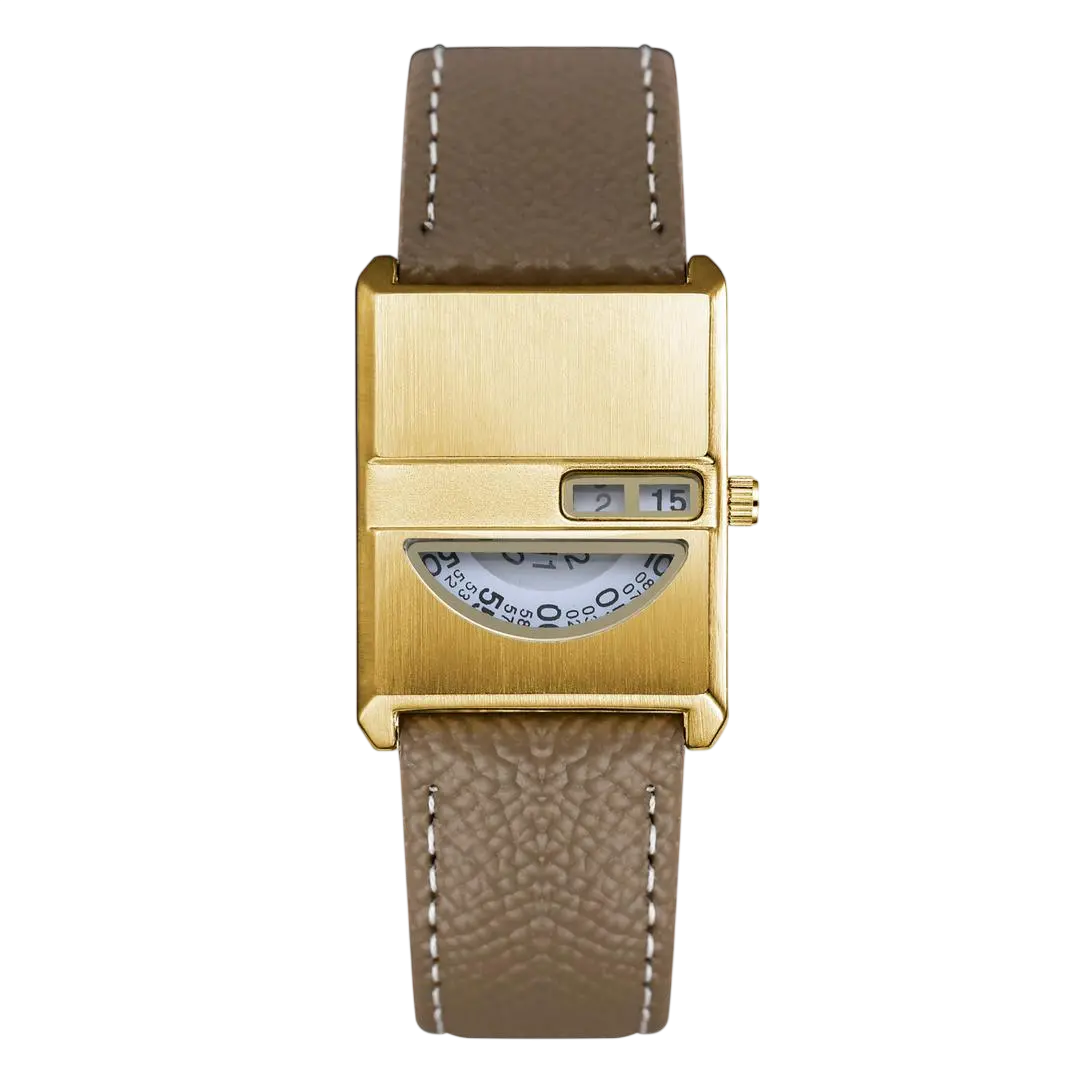 Giorgio Mareno Bronvara men's retro rectangular watch with leather strap, featuring a classic dial and vintage-inspired design.