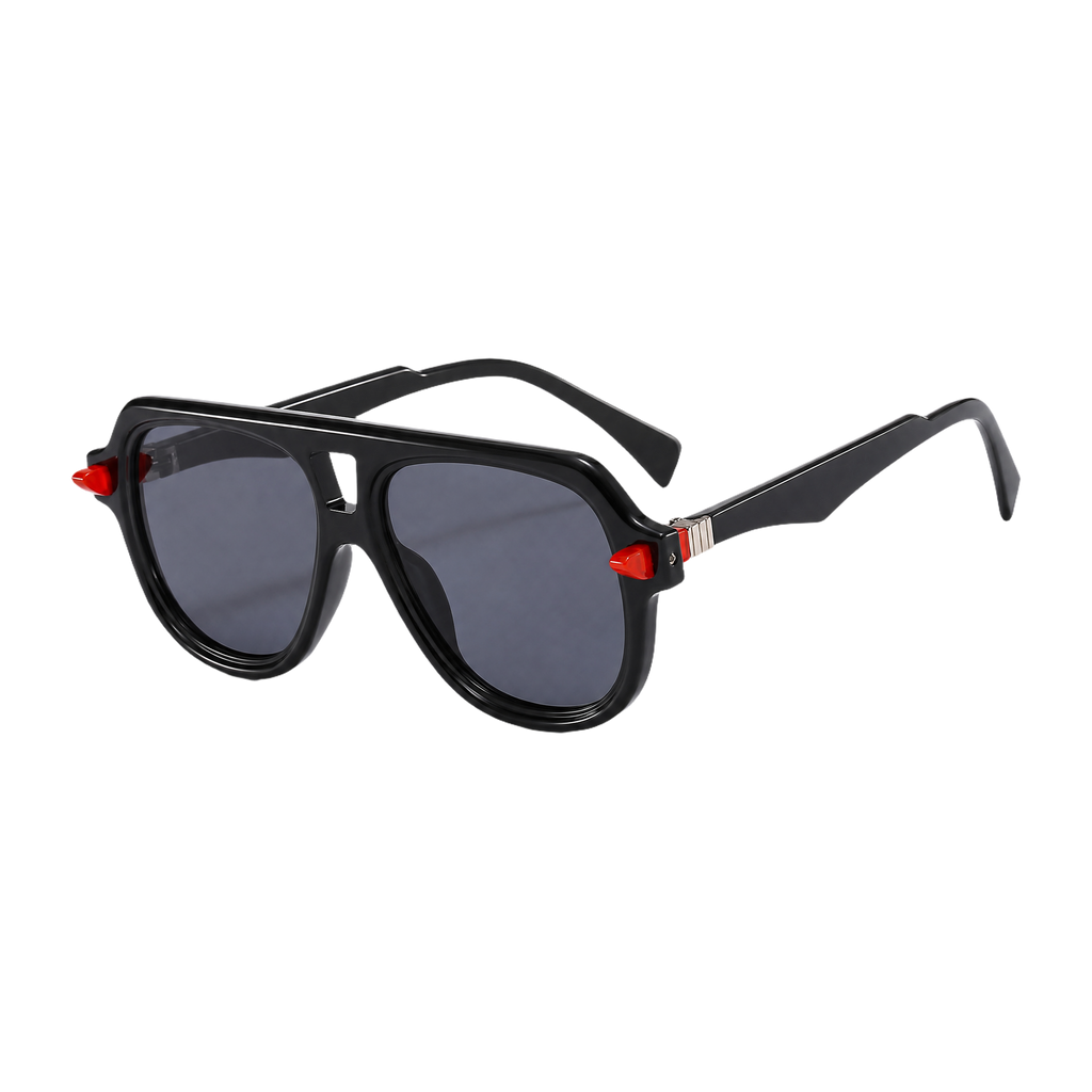 MV Grayson — Double-Bridge Pilot Sunglasses Black Black