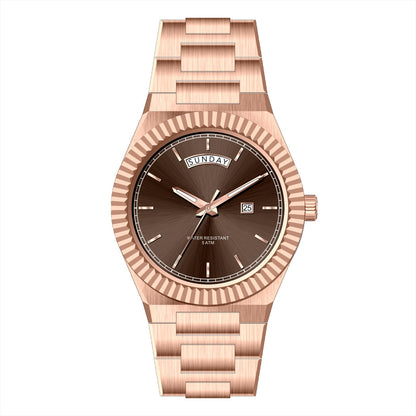 AURIXA BR – Men’s Rose Gold Chocolate Brown Dial Elegant Fashion Watch