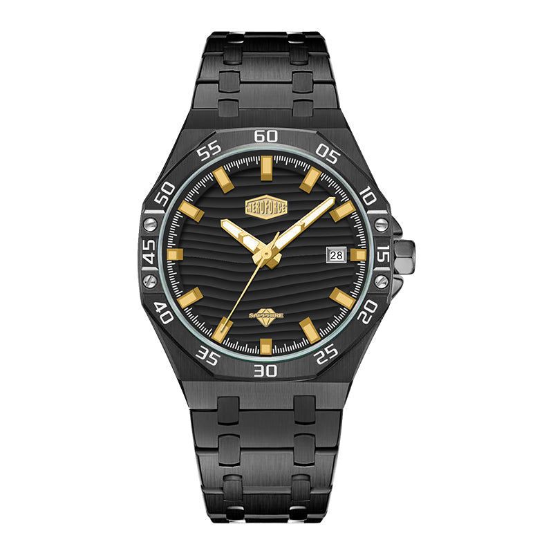 HeroForce 5043 – Men’s Octagonal Bezel Watch with Wave Textured Dial Martino Valenti