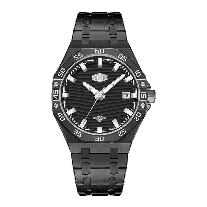 HeroForce 5043 – Men’s Octagonal Bezel Watch with Wave Textured Dial Martino Valenti