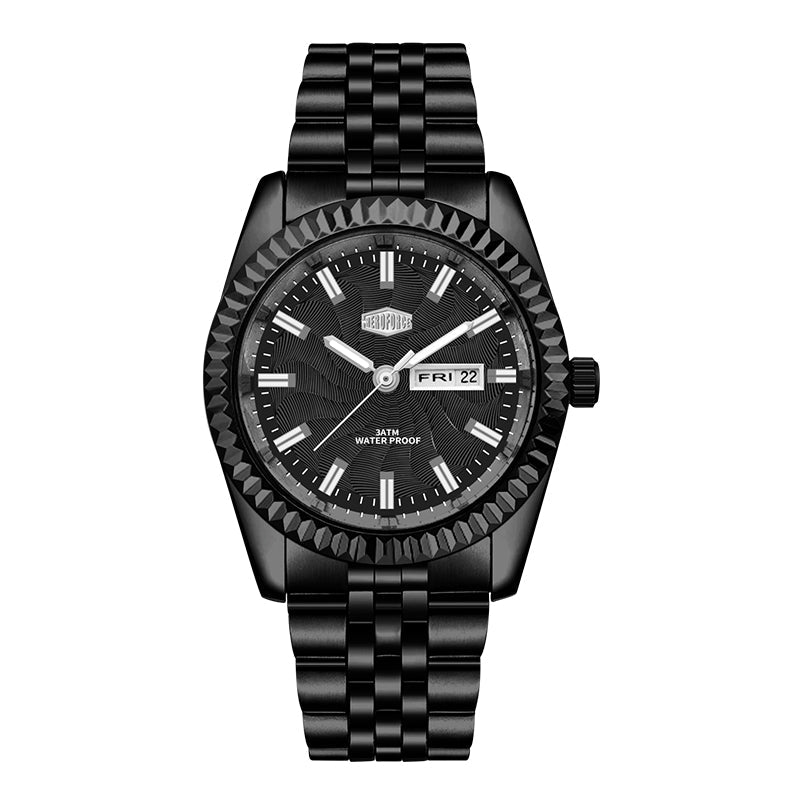 HeroForce 5083 – Luxury Analog Watch with Fluted Bezel & Sunburst Ripple Dial Martino Valenti
