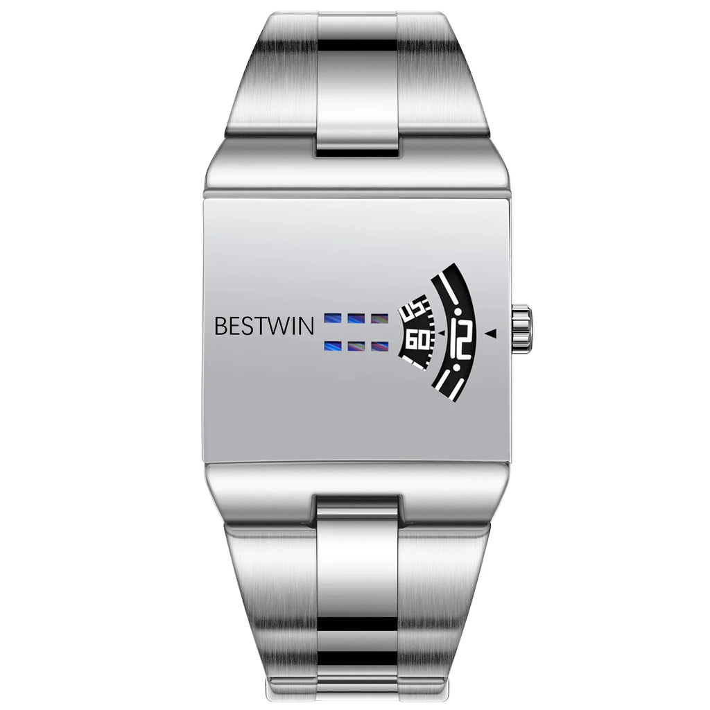 VORTRIX Cyber Mirror-Dial Watch - White/Silver Mirror, steel bracelet