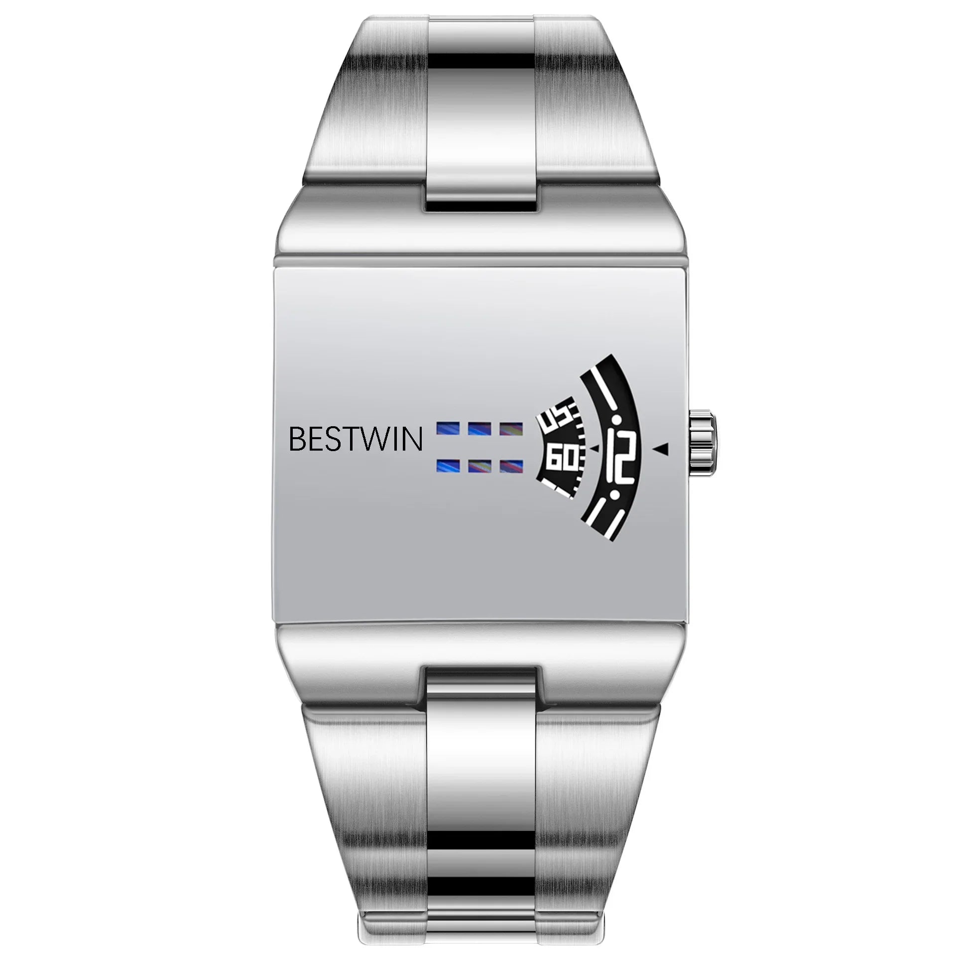 VORTRIX Cyber Mirror-Dial Watch - White/Silver Mirror, steel bracelet