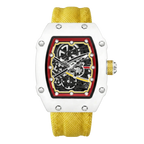 Skeleton Tonneau Sport watch by GIORGIO MARENO featuring a detailed skeleton dial and sporty tonneau case design.