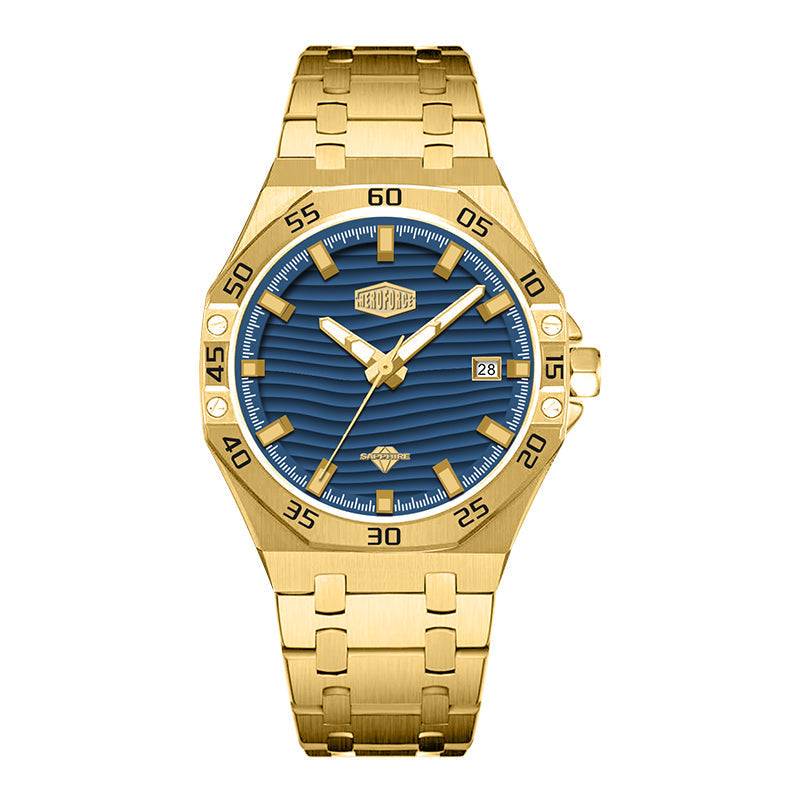 HeroForce 5043 – Men’s Octagonal Bezel Watch with Wave Textured Dial Martino Valenti