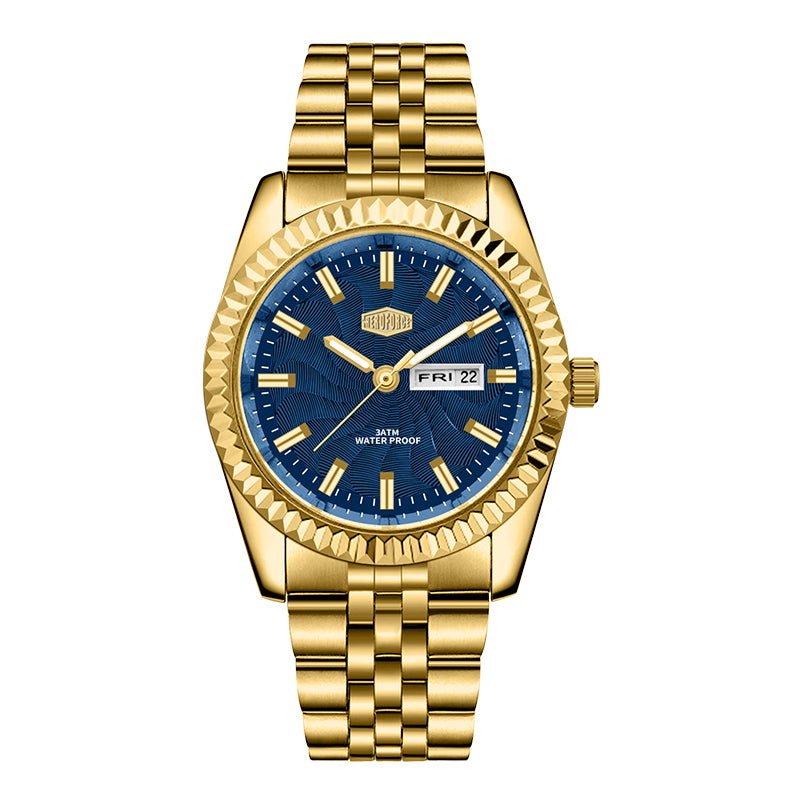 HeroForce 5083 – Luxury Analog Watch with Fluted Bezel & Sunburst Ripple Dial Martino Valenti