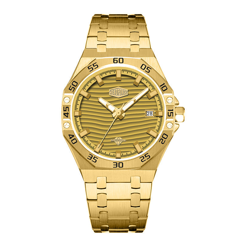 HeroForce 5043 – Men’s Octagonal Bezel Watch with Wave Textured Dial Martino Valenti