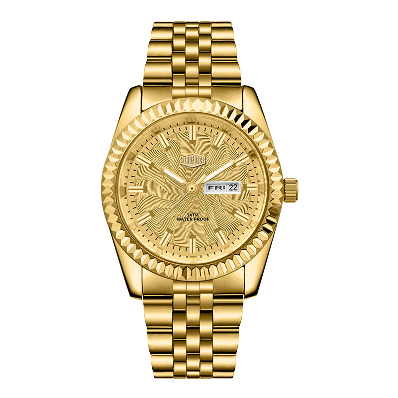 HeroForce 5083 – Luxury Analog Watch with Fluted Bezel & Sunburst Ripple Dial Martino Valenti