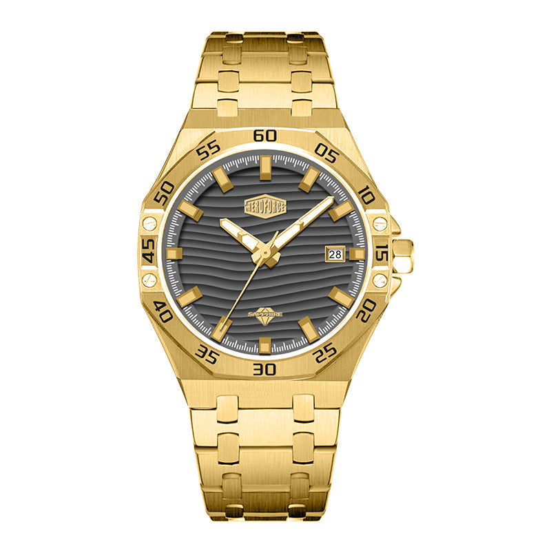 HeroForce 5043 – Men’s Octagonal Bezel Watch with Wave Textured Dial Martino Valenti