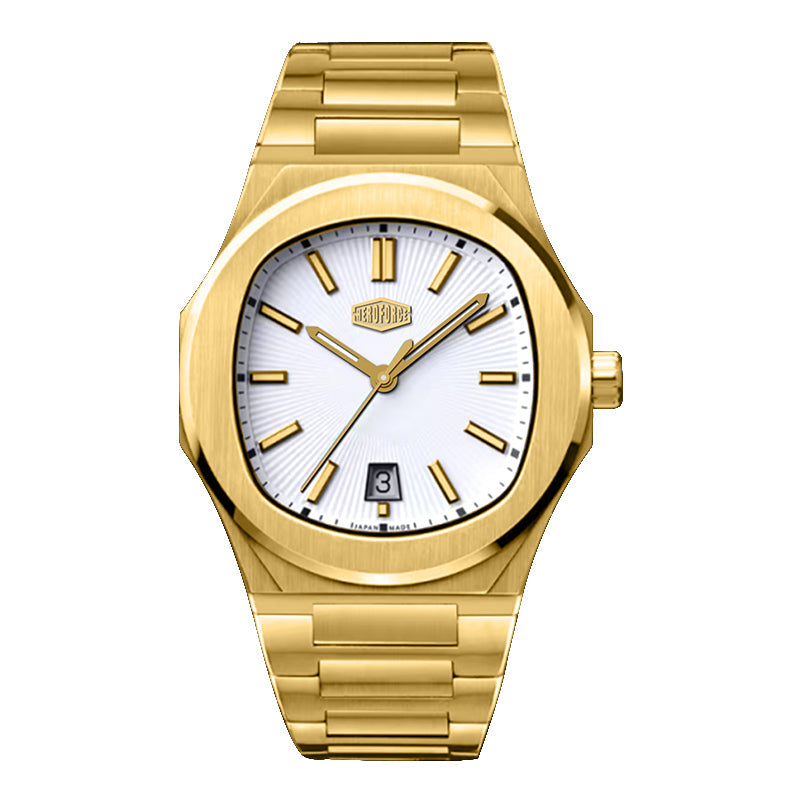 HeroForce 5046 – Luxury Analog Watch with Sunray Dial & Tapered Link Bracelet Martino Valenti