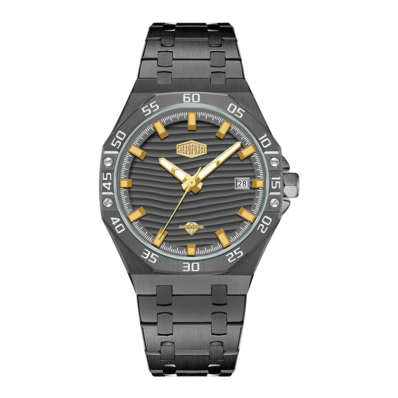 HeroForce 5043 – Men’s Octagonal Bezel Watch with Wave Textured Dial Martino Valenti
