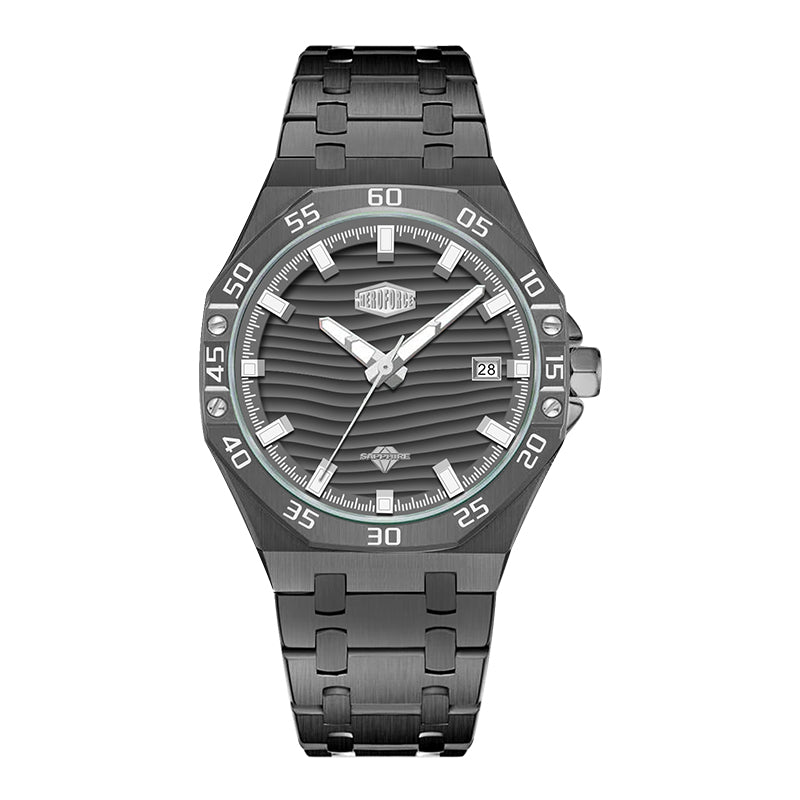 HeroForce 5043 – Men’s Octagonal Bezel Watch with Wave Textured Dial Martino Valenti