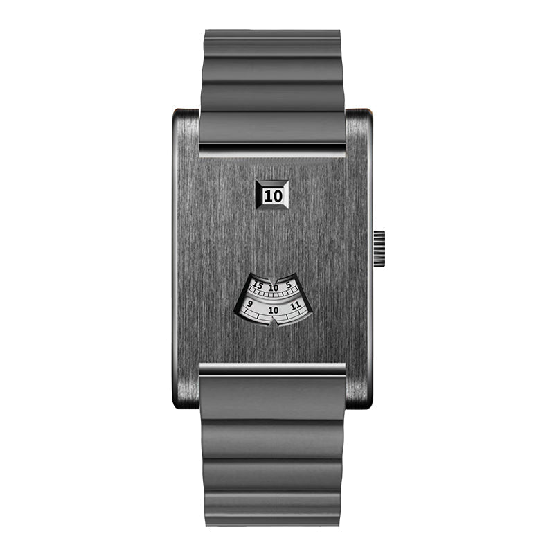 HeroForce 5035S – Jump-Hour Rectangle Watch with Integrated Cylindrical Bracelet Martino Valenti