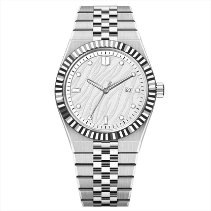 KAIROS – Men’s Luxury Silver Case White Wave Dial Watch