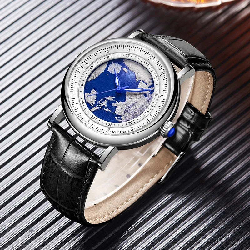LIGE Quartz Man Watch Leather Fashion Luxury Watch for Men Military Casual Sports Outdoor Waterproof Wristwatch Reloj Hombre New Martino Valenti