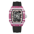 Skeleton Tonneau Sport watch by Giorgio Mareno featuring a detailed skeleton dial and sporty design in a tonneau shape.