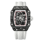 Skeleton Tonneau Sport watch by Giorgio Mareno featuring a skeleton dial and sporty design with black and silver tones.