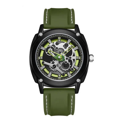 Giorgio Mareno Nebulyx luxury watch with black leather strap and silver dial, showcasing elegant design and craftsmanship.