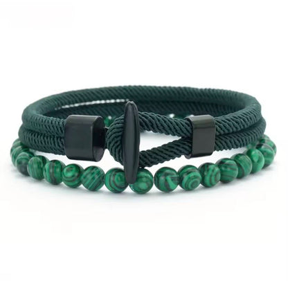 Double layer stone bracelet by GIORGIO MARENO featuring smooth, rounded stones on a stylish silver-toned chain.