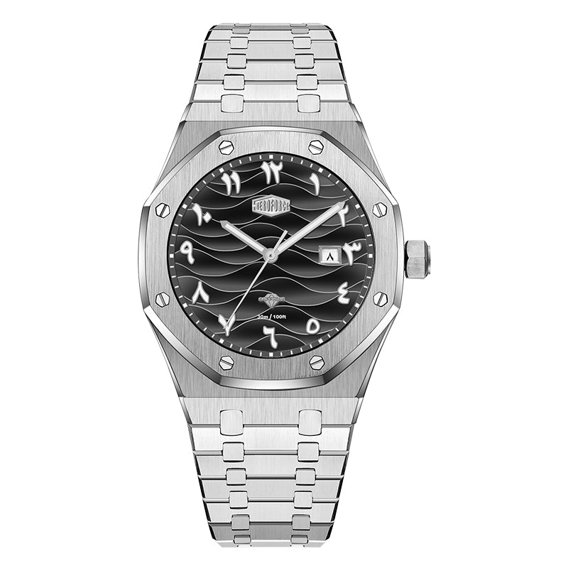 HeroForce 5070B – Octagonal Arabic Numeral Watch with Wave Textured Dial Martino Valenti