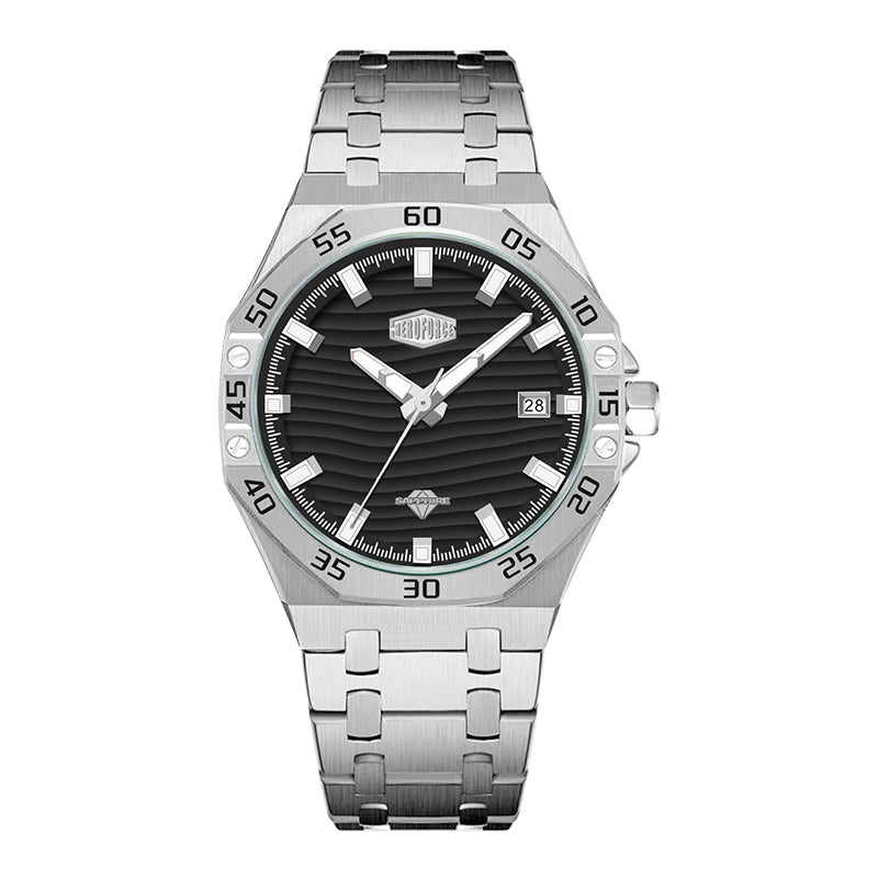 HeroForce 5043 – Men’s Octagonal Bezel Watch with Wave Textured Dial Martino Valenti