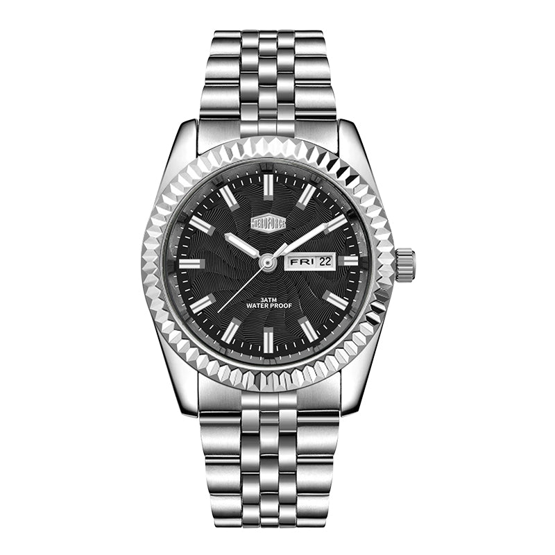 HeroForce 5083 – Luxury Analog Watch with Fluted Bezel & Sunburst Ripple Dial Martino Valenti