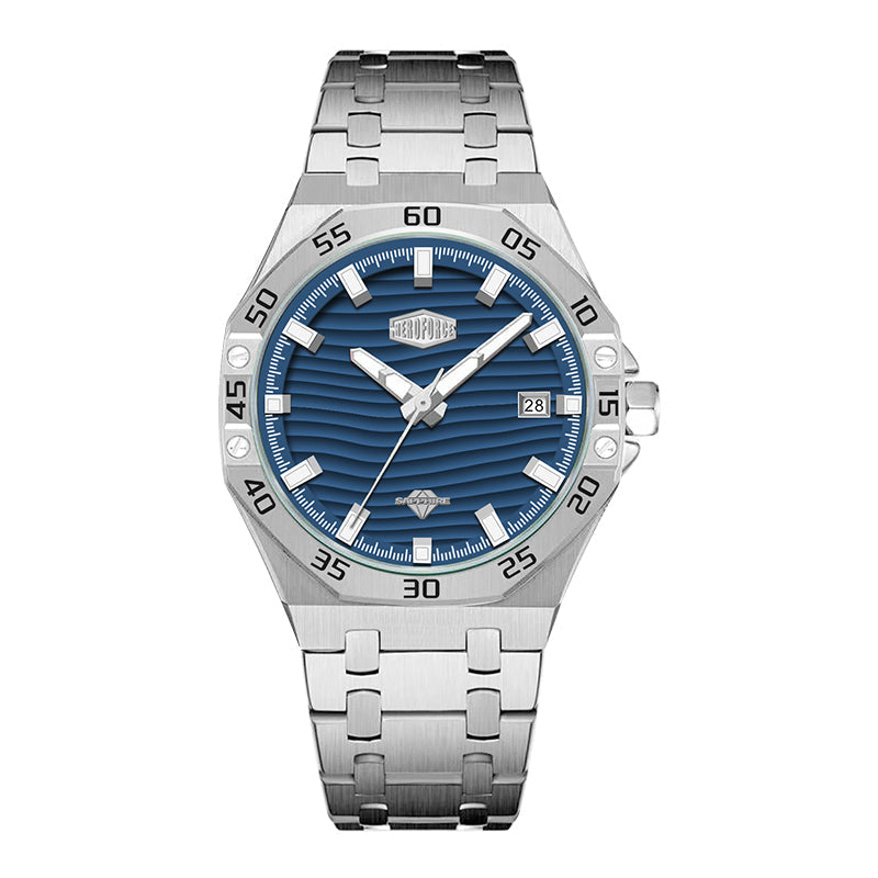 HeroForce 5043 – Men’s Octagonal Bezel Watch with Wave Textured Dial Martino Valenti