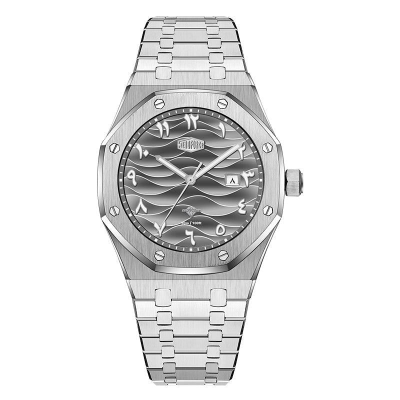 HeroForce 5070B – Octagonal Arabic Numeral Watch with Wave Textured Dial Martino Valenti