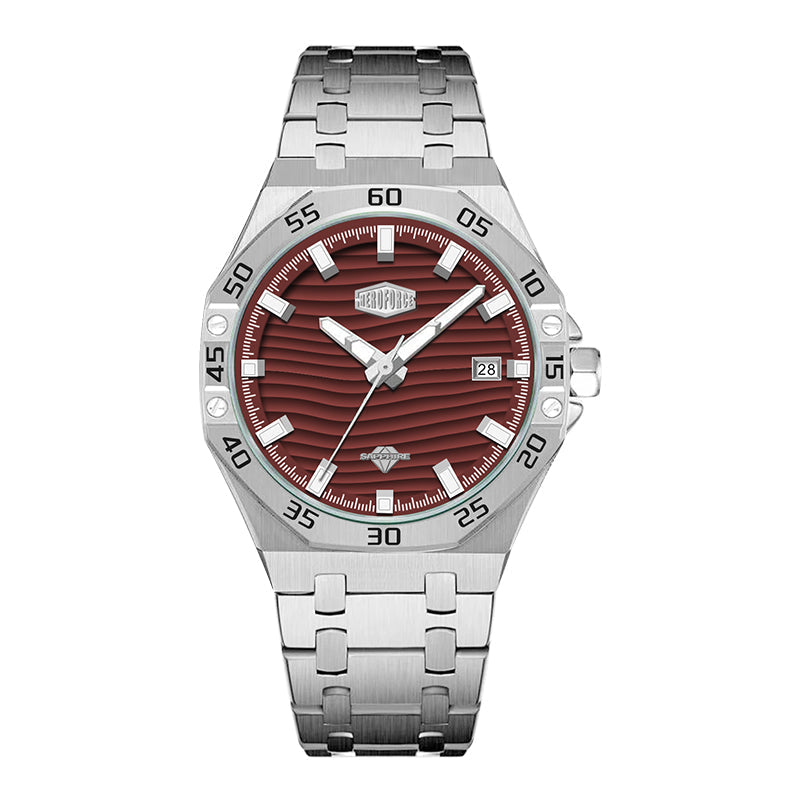 HeroForce 5043 – Men’s Octagonal Bezel Watch with Wave Textured Dial Martino Valenti