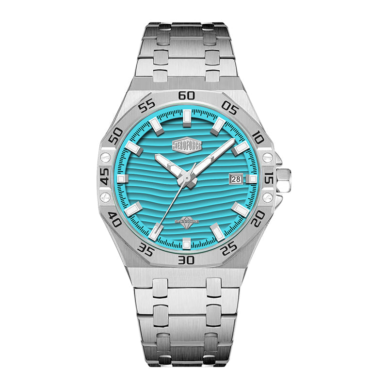 HeroForce 5043 – Men’s Octagonal Bezel Watch with Wave Textured Dial Martino Valenti