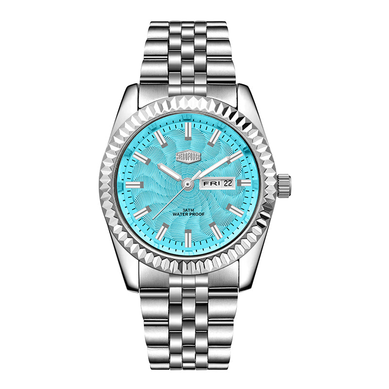 HeroForce 5083 – Luxury Analog Watch with Fluted Bezel & Sunburst Ripple Dial Martino Valenti