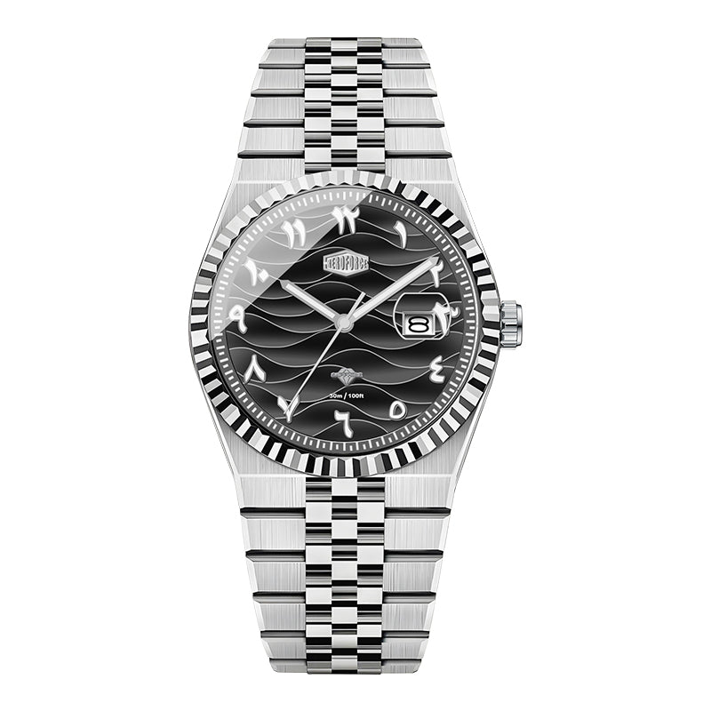 HeroForce 5036B - Ocean Wave – Arabic Dial Watch with Fluted Bezel Martino Valenti