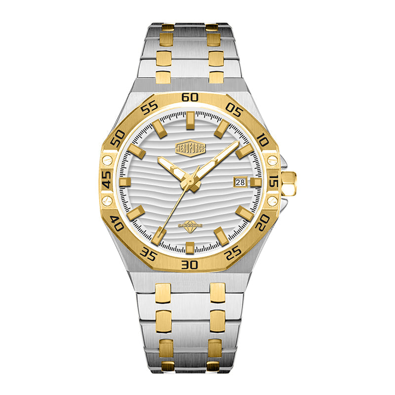 HeroForce 5043 – Men’s Octagonal Bezel Watch with Wave Textured Dial Martino Valenti
