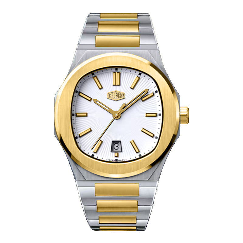 HeroForce 5046 – Luxury Analog Watch with Sunray Dial & Tapered Link Bracelet Martino Valenti