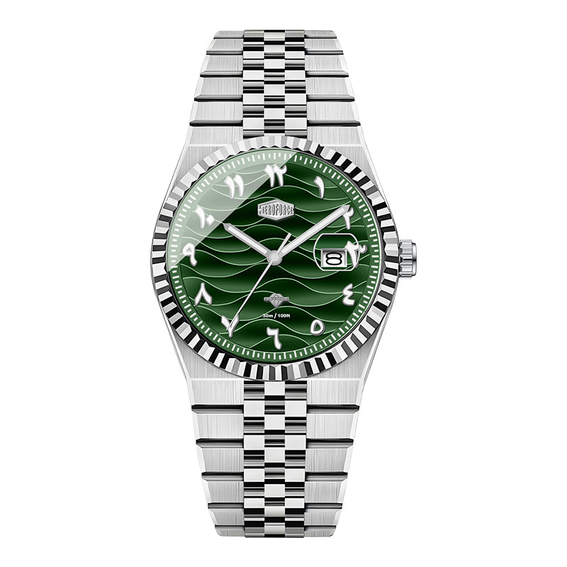 HeroForce 5036B - Ocean Wave – Arabic Dial Watch with Fluted Bezel Martino Valenti