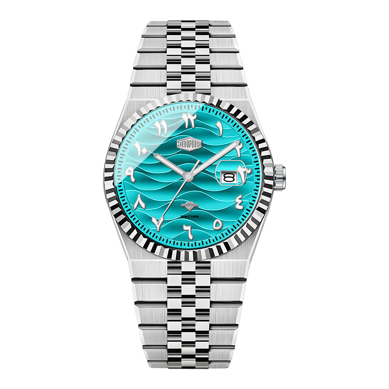HeroForce 5036B - Ocean Wave – Arabic Dial Watch with Fluted Bezel Martino Valenti