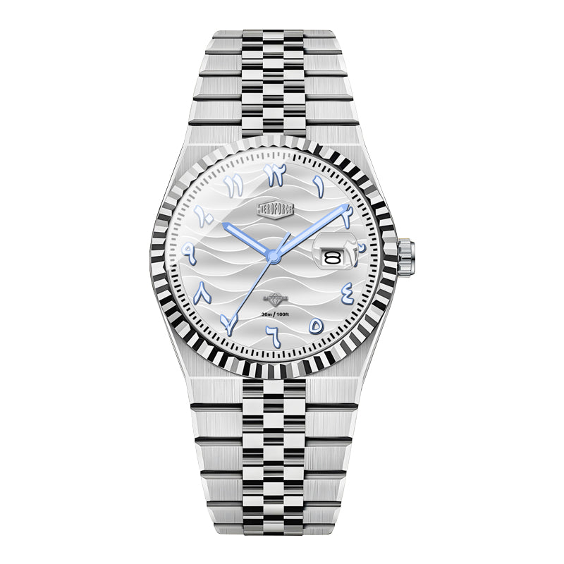 HeroForce 5036B - Ocean Wave – Arabic Dial Watch with Fluted Bezel Martino Valenti