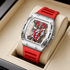 OKTARIS Skeleton Tonneau Sport Watch in a presentation box